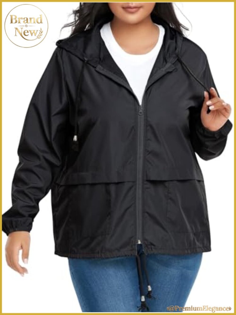 Plus Size Waterproof Packable Rain Jacket Women Lightweight